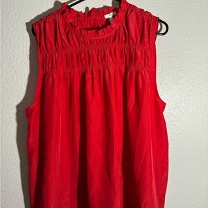 JOIE Top Womens Small Red Smocked Sleeveless Holiday Classic Shirt size XXL